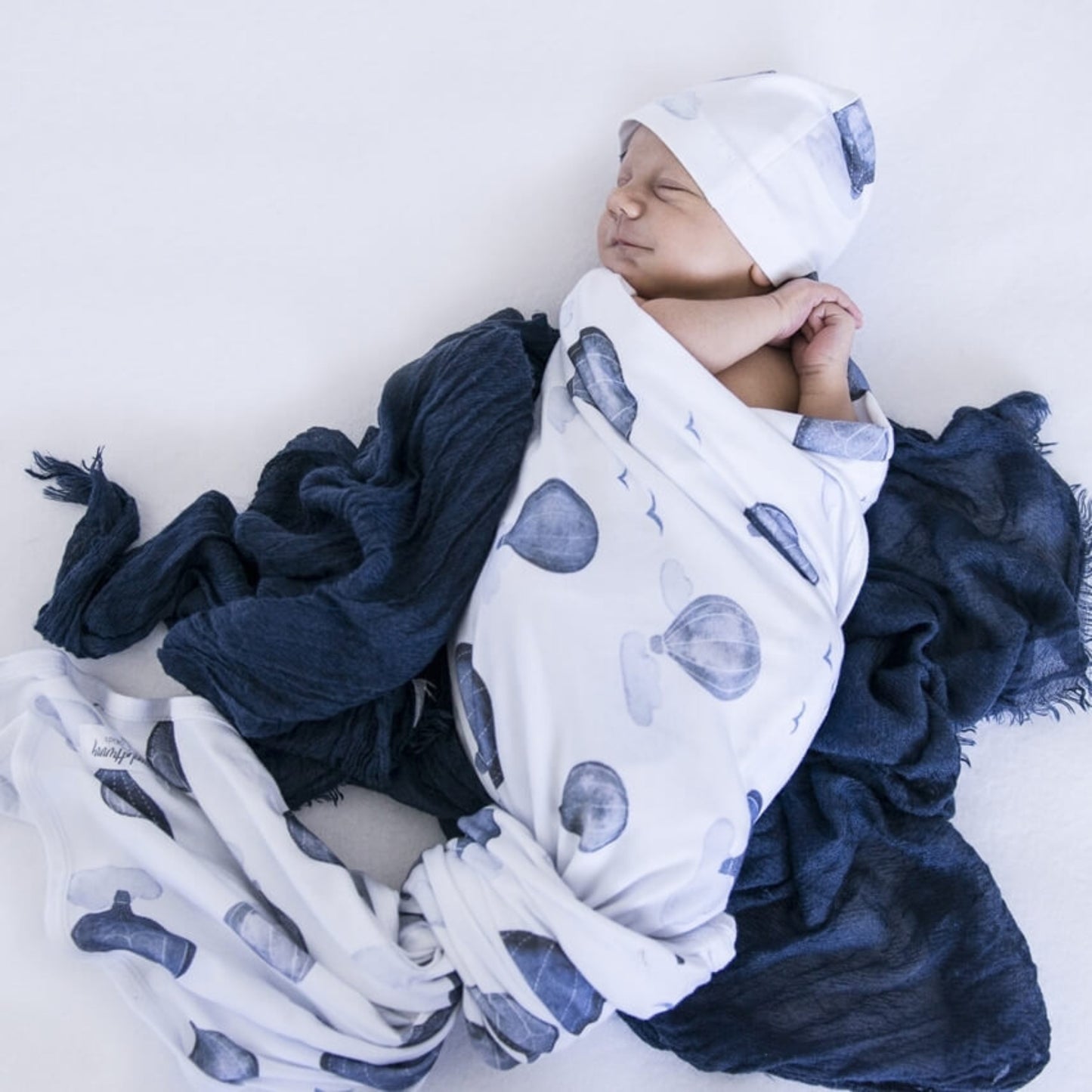 Cloud Chaser | Baby Cotton Jersey Wrap + Beanie