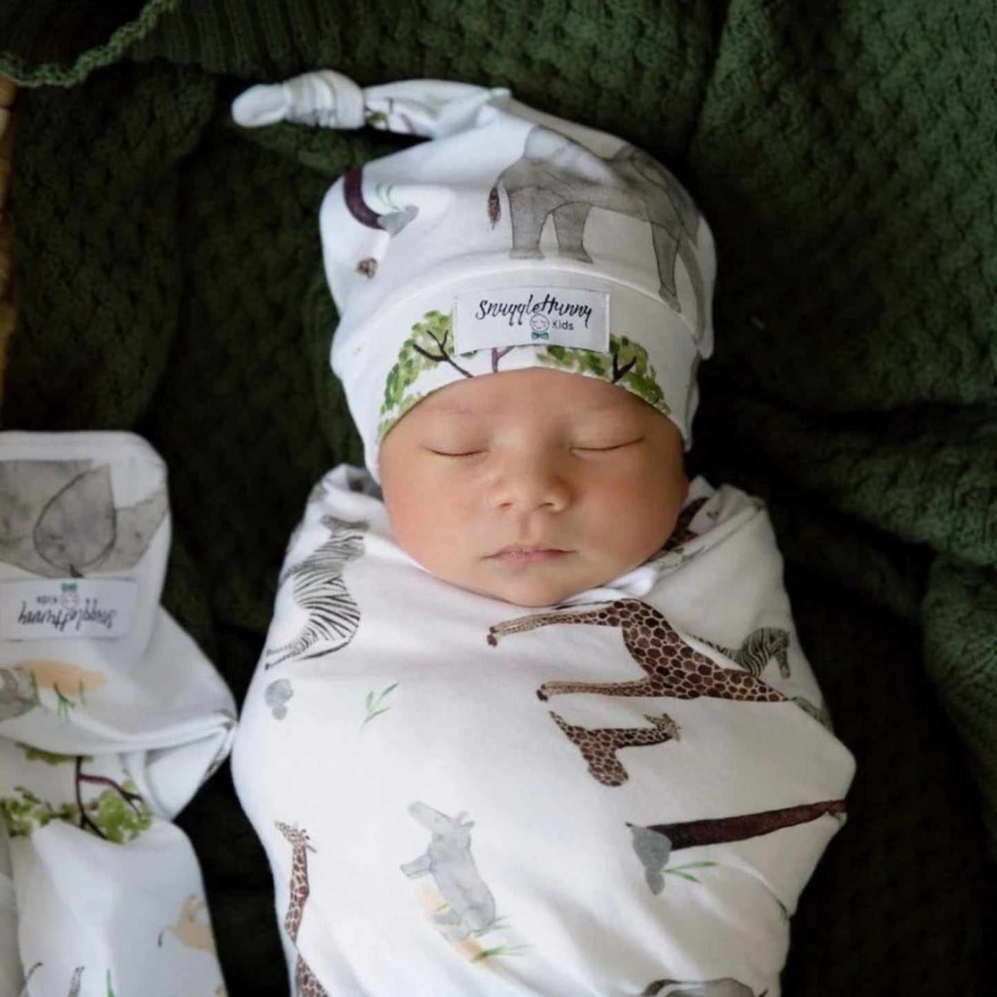 Safari | Baby Cotton Jersey Wrap + Beanie