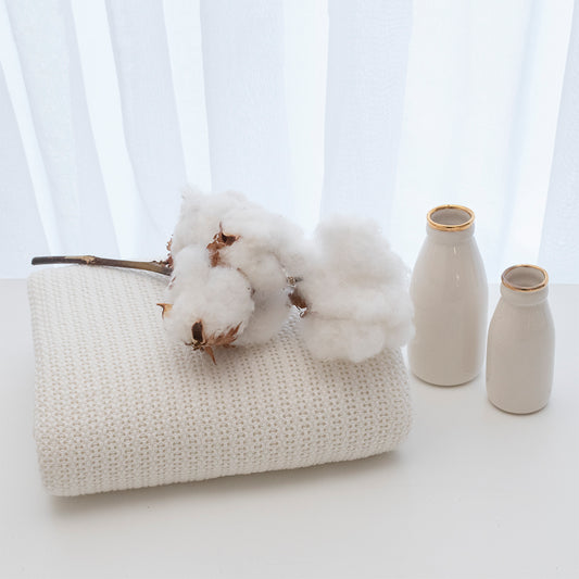 Natural White | Cot Blanket Cellular Organic Cotton