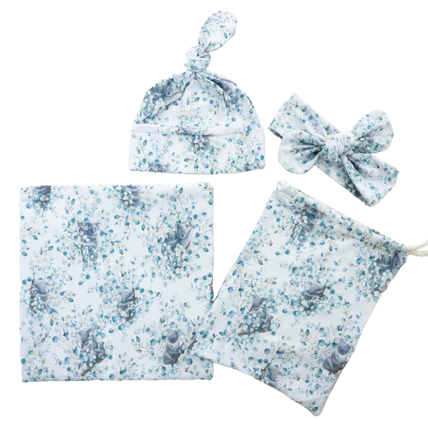 A Kutie Koala | Baby Jersey Wrap + Beanie + Headband