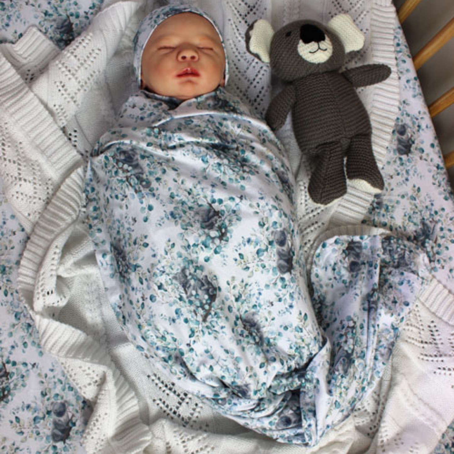 A Kutie Koala | Baby Jersey Wrap + Beanie + Headband