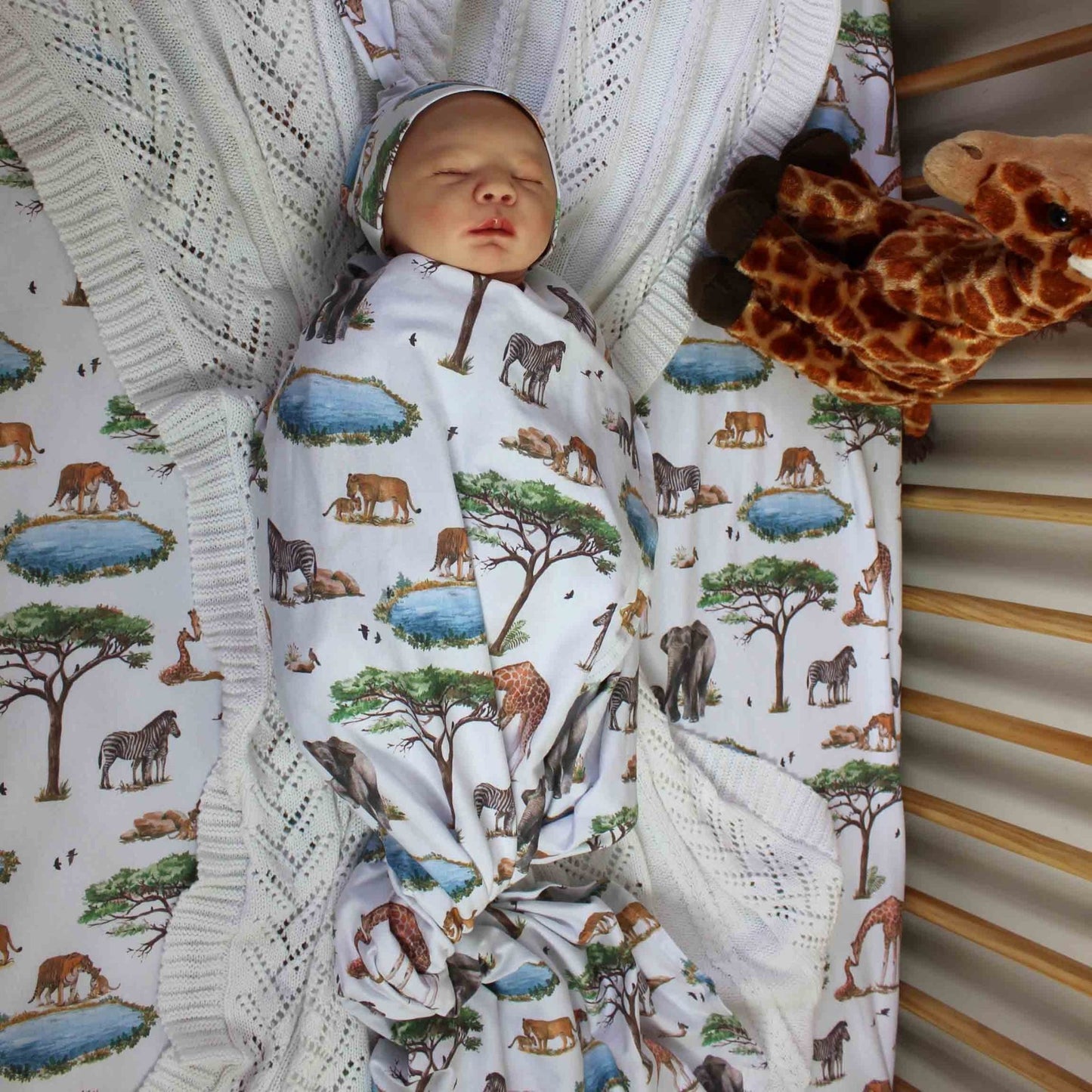 African Safari | Baby Jersey Wrap + Beanie + Headband