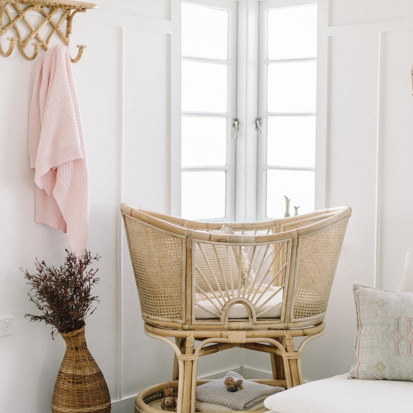 Blush Pink | Cotton Knit Cot Blanket Baby Bedding