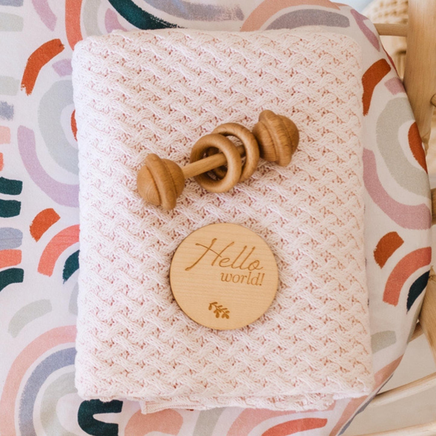 Blush Pink | Cotton Knit Cot Blanket Baby Bedding