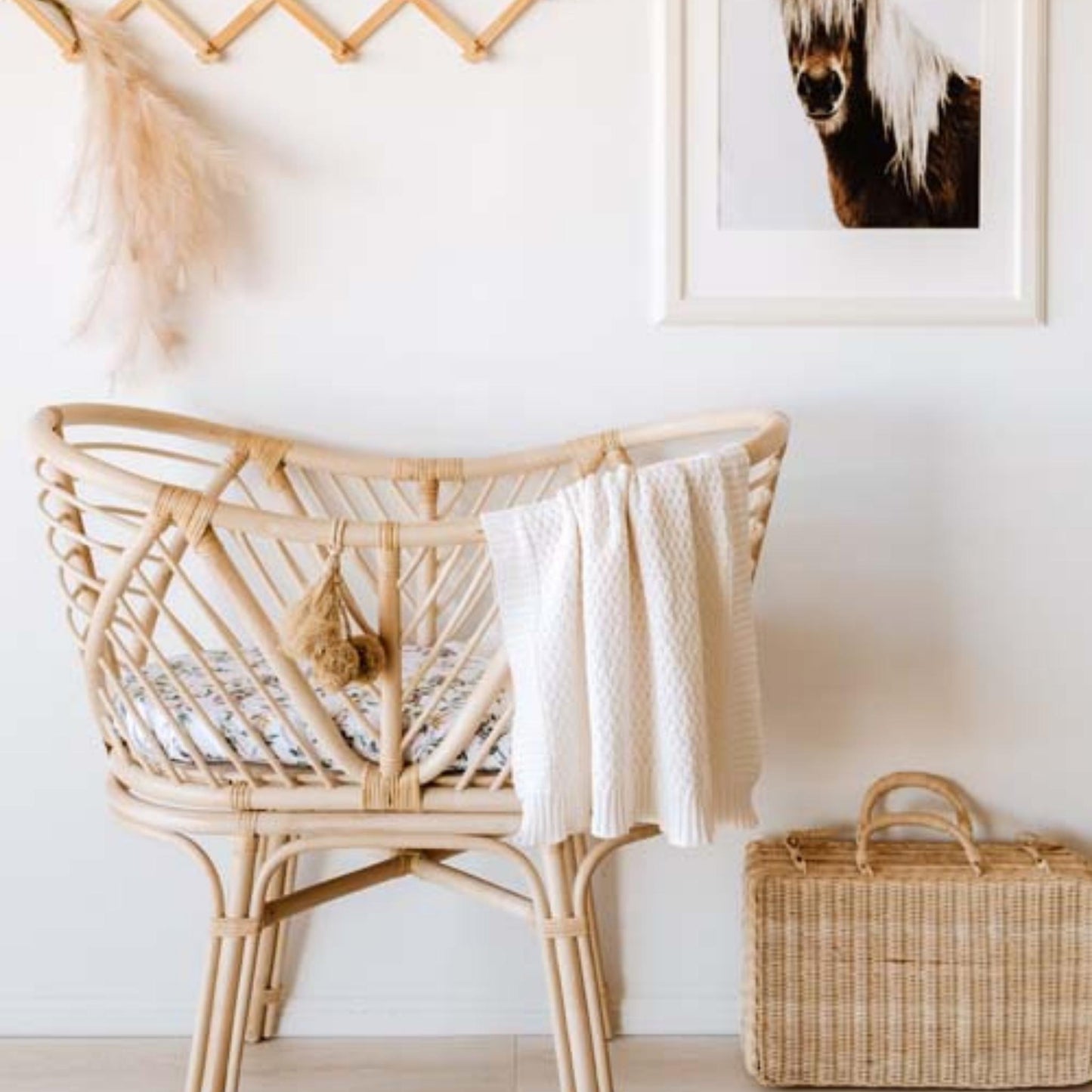 Cream | Cotton Knit Cot Blanket Baby Bedding