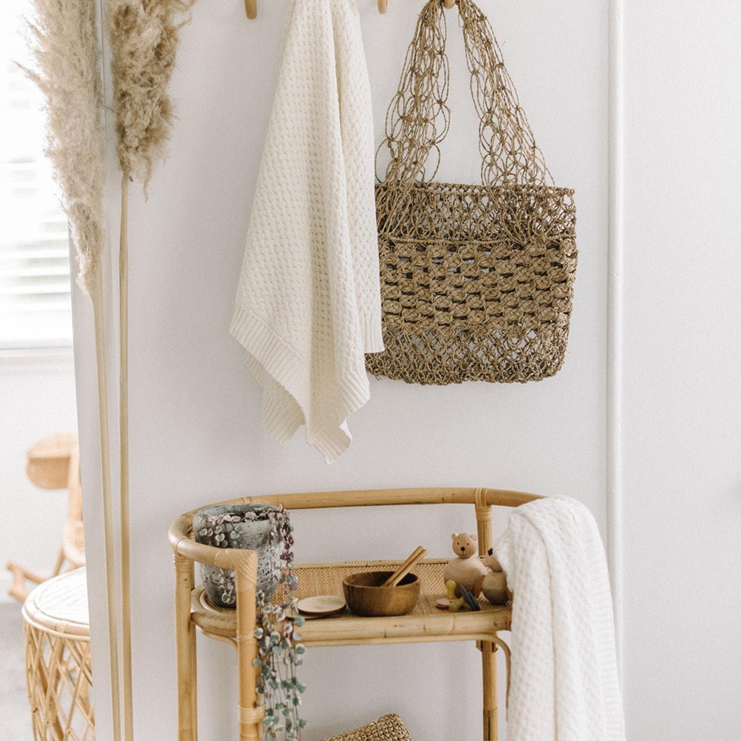 Cream | Cotton Knit Cot Blanket Baby Bedding