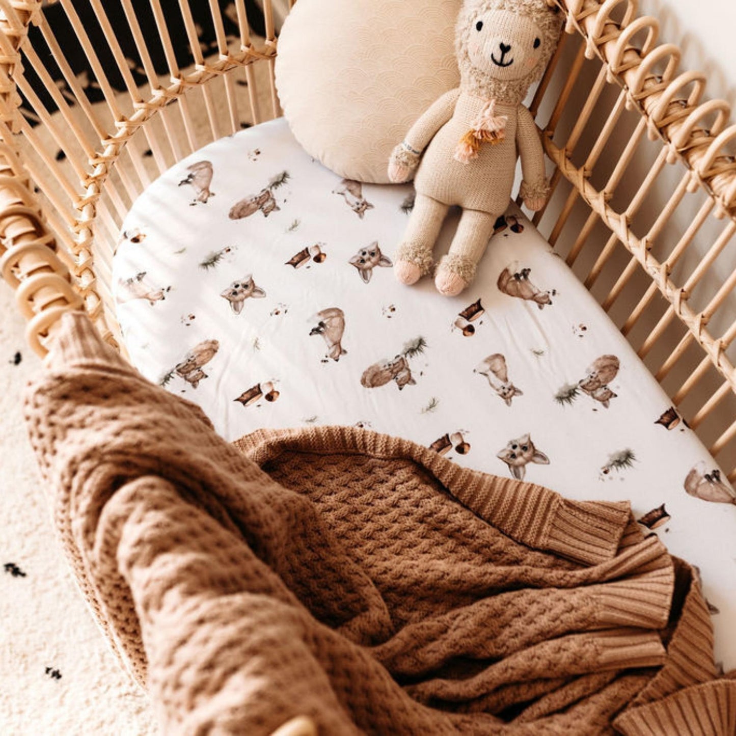 Hazelnut | Cotton Knit Cot Blanket Baby Bedding