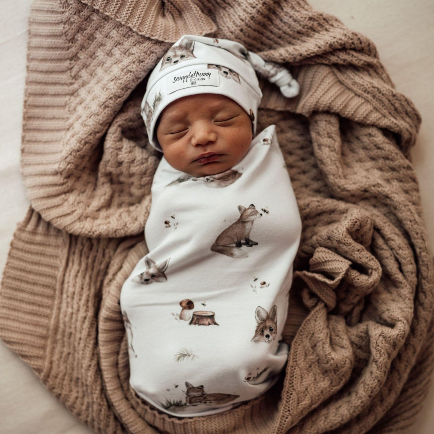 Hazelnut | Cotton Knit Cot Blanket Baby Bedding