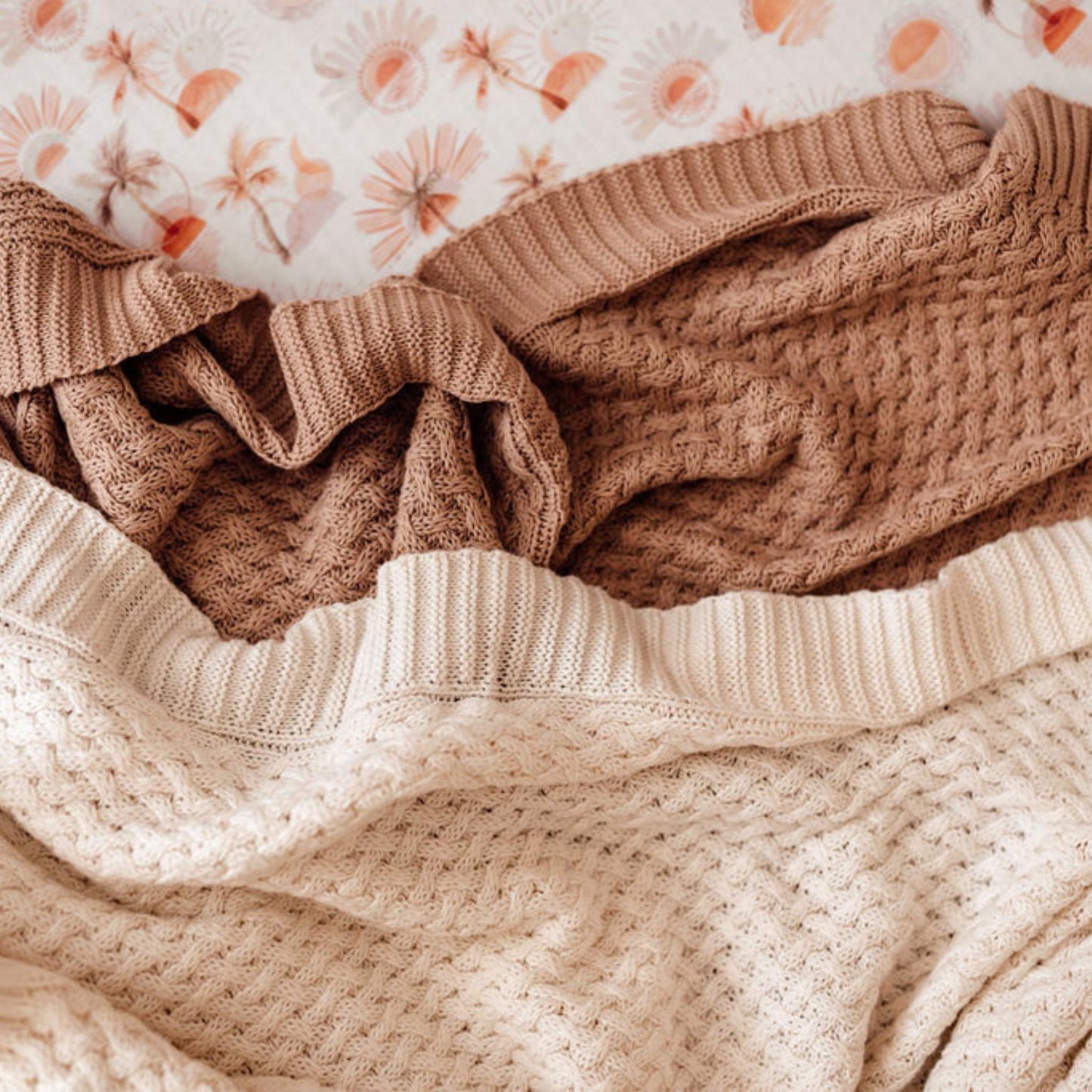 Hazelnut | Cotton Knit Cot Blanket Baby Bedding