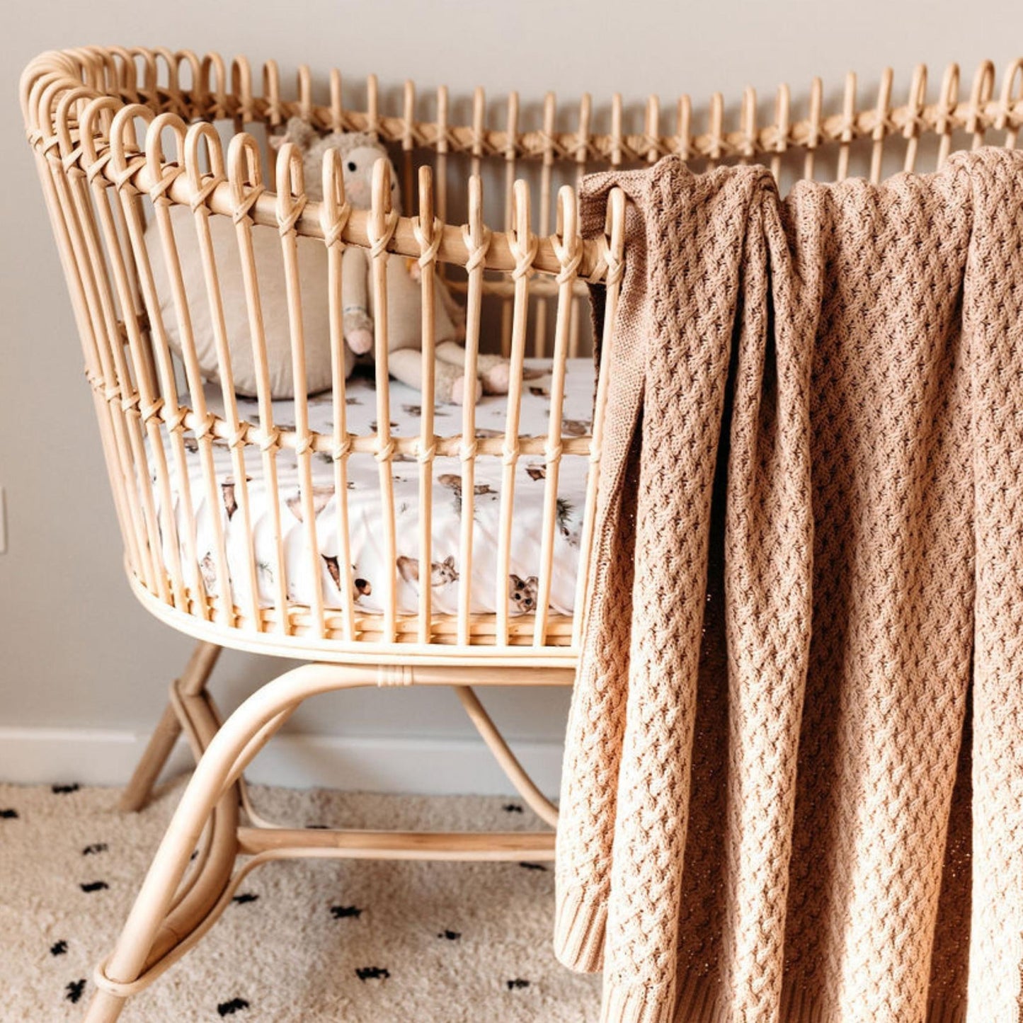 Hazelnut | Cotton Knit Cot Blanket Baby Bedding