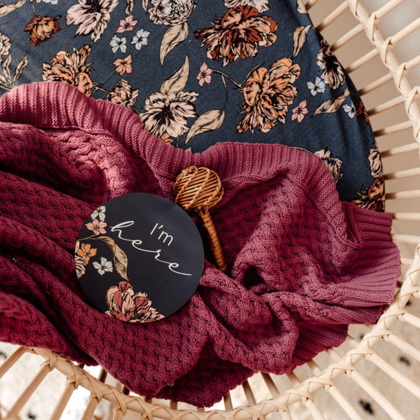 Plum Pink | Cotton Knit Cot Blanket Baby Bedding