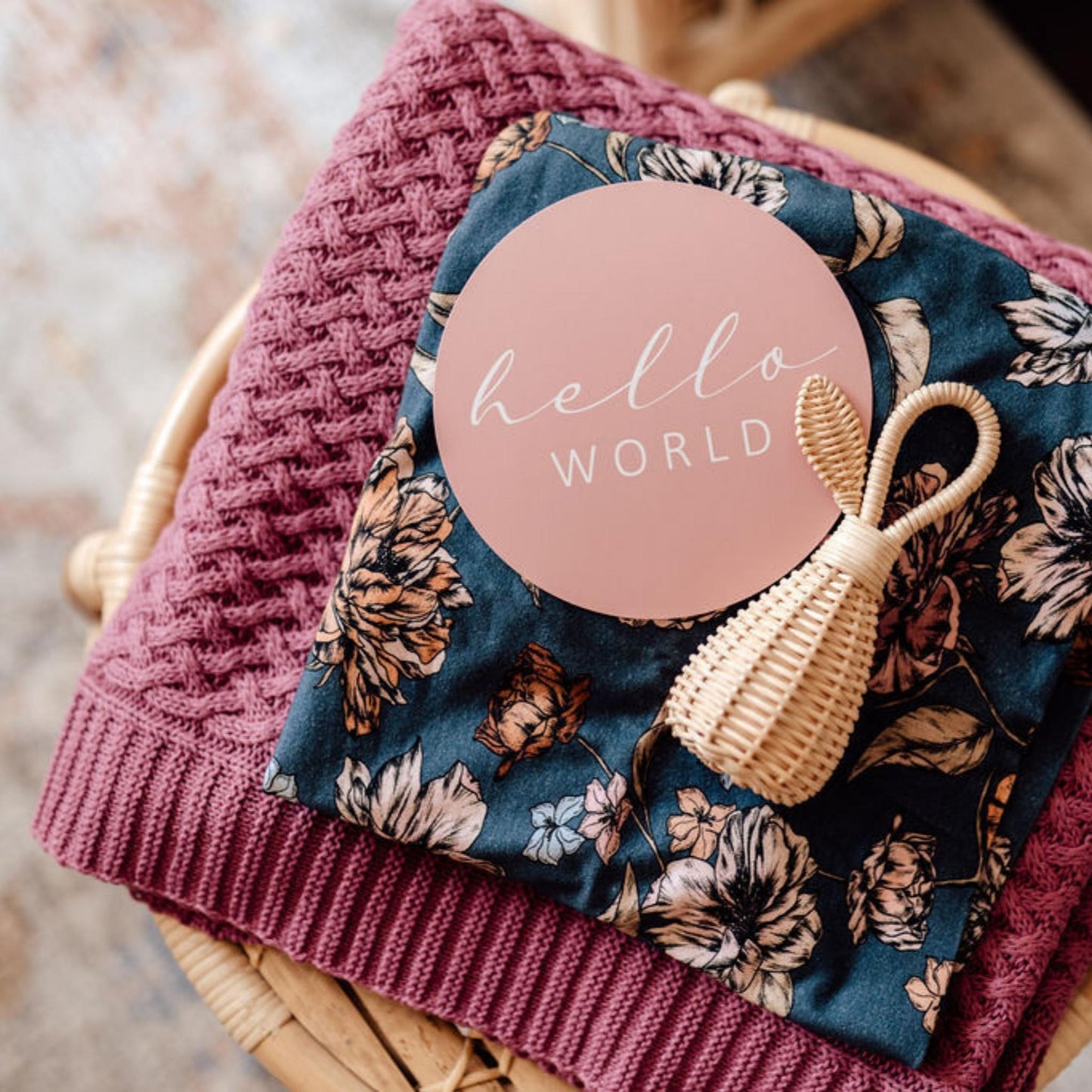 Plum Pink | Cotton Knit Cot Blanket Baby Bedding