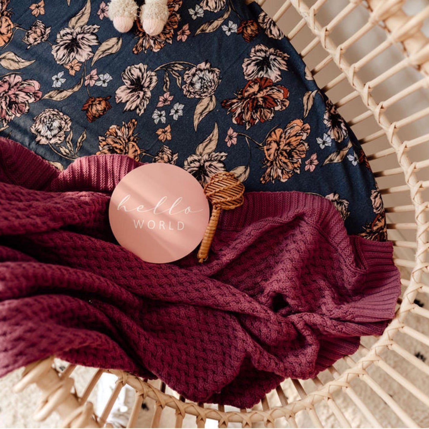 Plum Pink | Cotton Knit Cot Blanket Baby Bedding