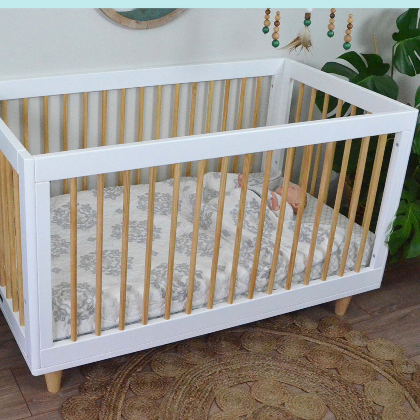 French Villa Baby - Boho Baby Cot - White - Wooden