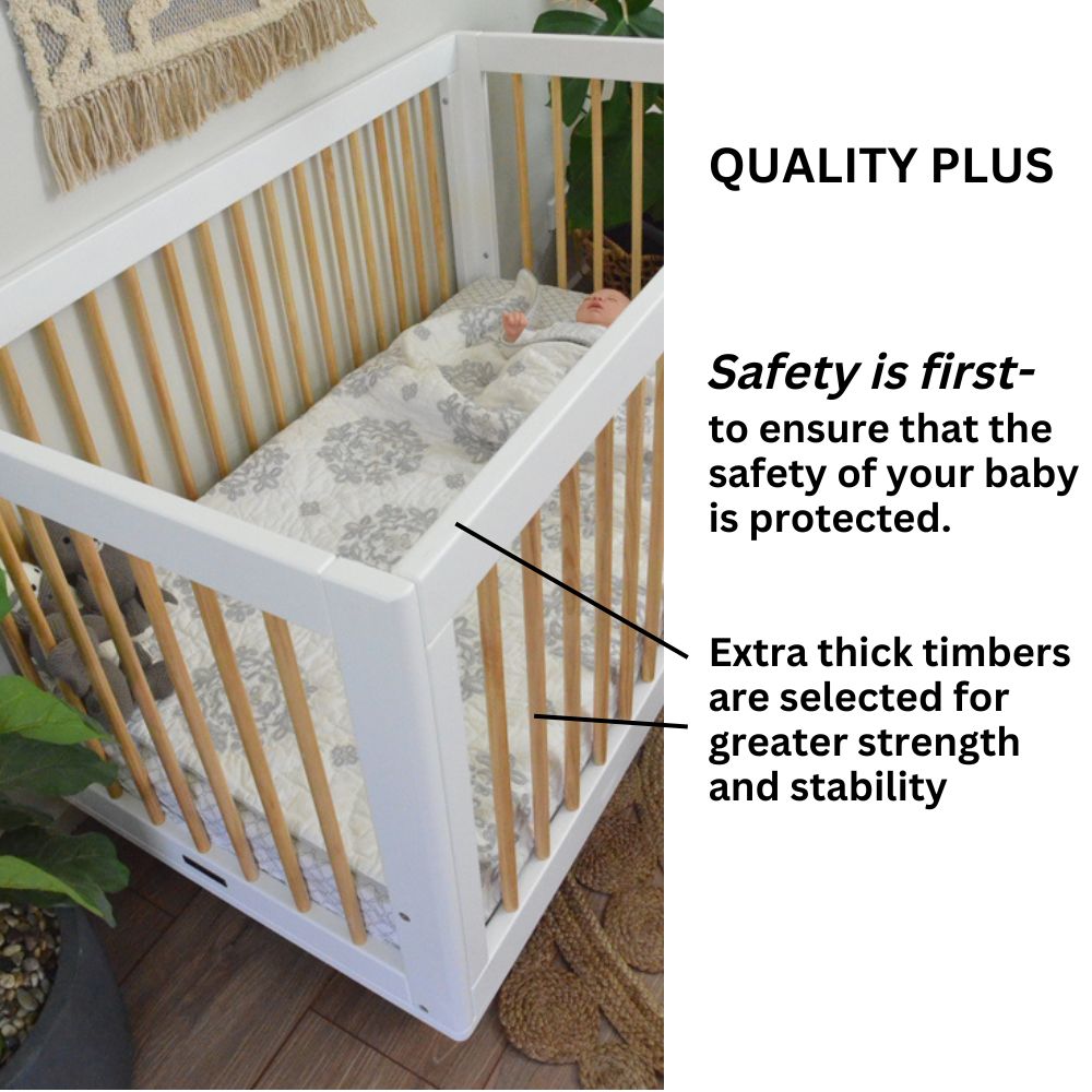 French Villa Baby - Boho Baby Cot - White - Wooden