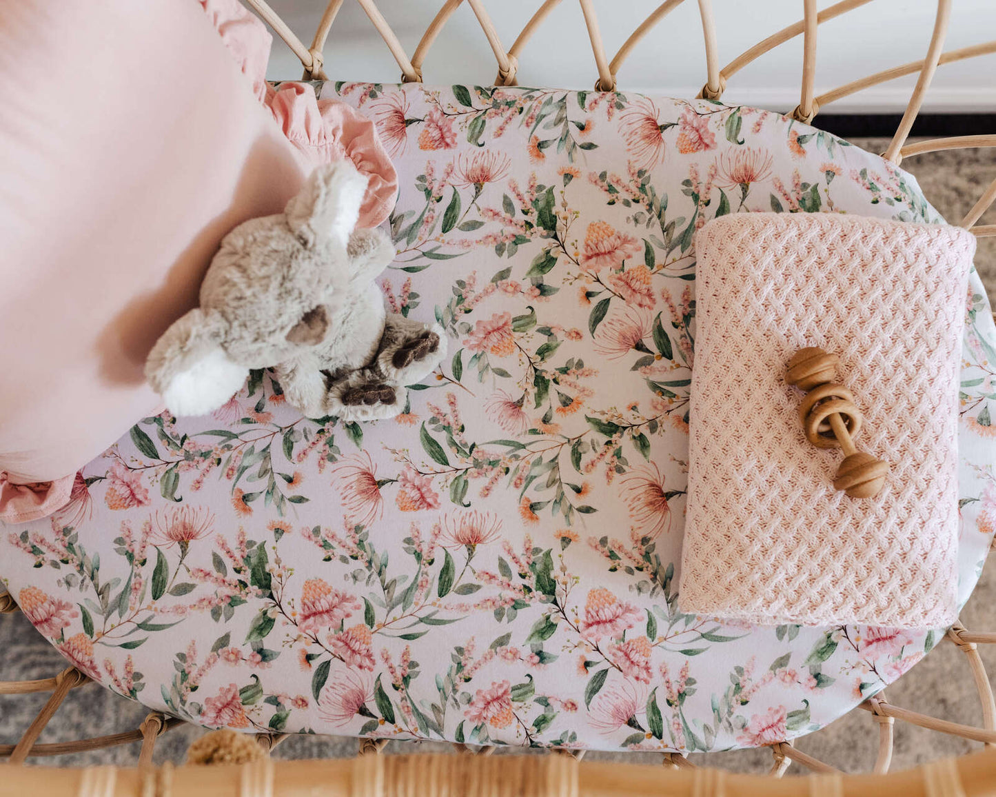Blush Pink | Cotton Knit Cot Blanket Baby Bedding