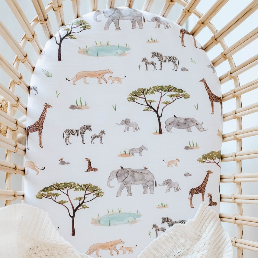 Safari | Baby Bassinet Sheet - Change Mat Cover