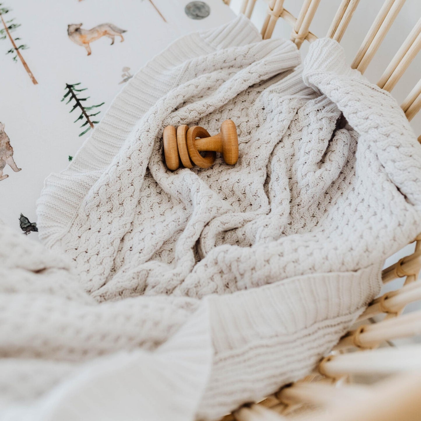 Grey | Cotton Knit Cot Blanket Baby Bedding