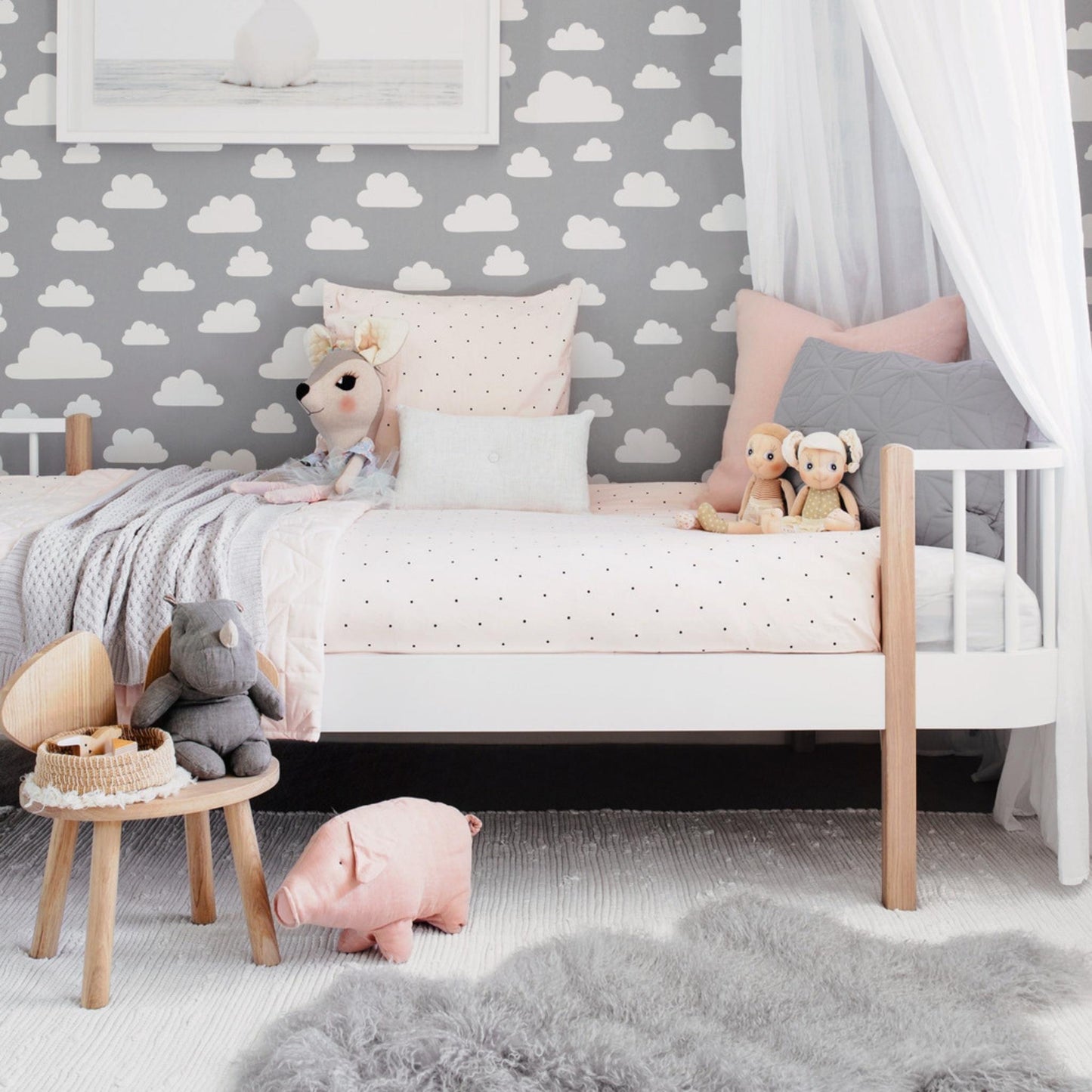 Grey | Cotton Knit Cot Blanket Baby Bedding