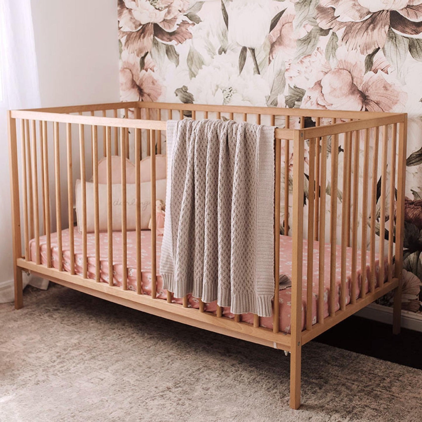 Grey | Cotton Knit Cot Blanket Baby Bedding