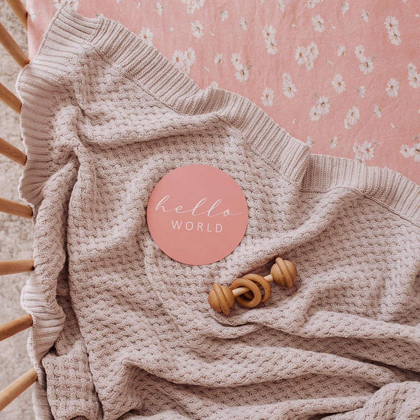 Grey | Cotton Knit Cot Blanket Baby Bedding