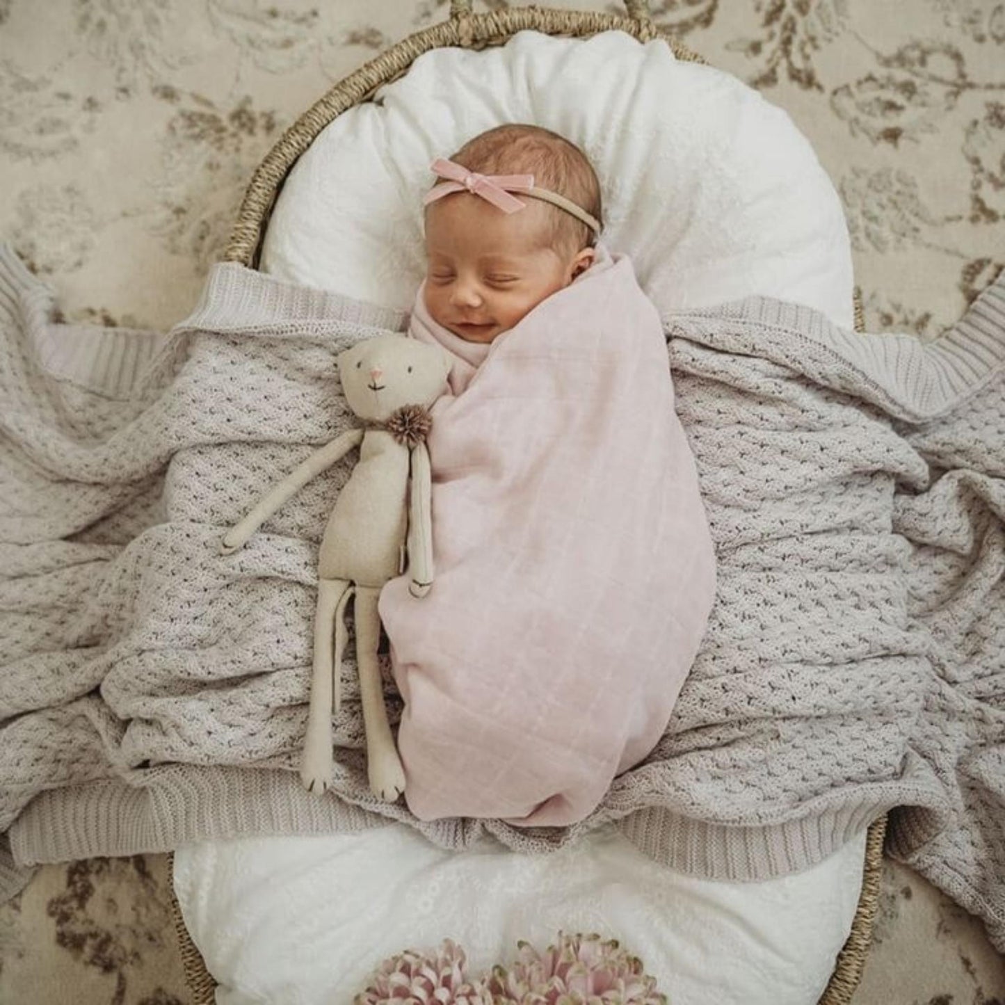 Pink | Organic Cotton Muslin Wrap