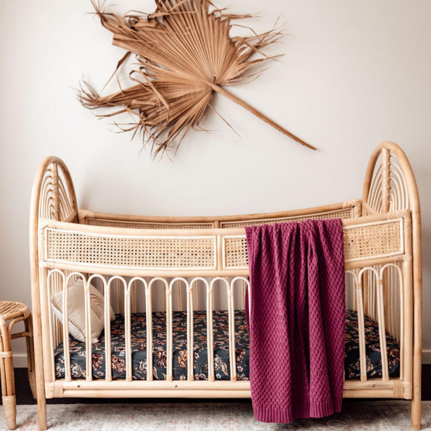 Plum Pink | Cotton Knit Cot Blanket Baby Bedding