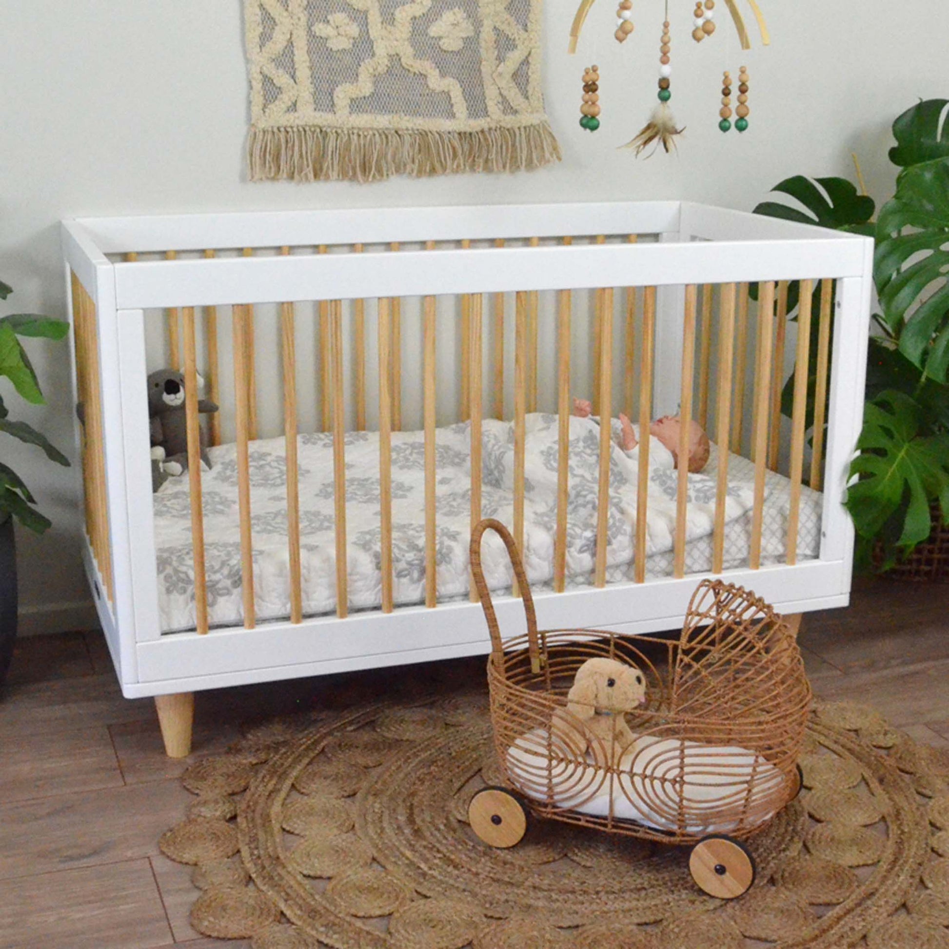 French Villa Baby - Boho Baby Cot - White - Wooden